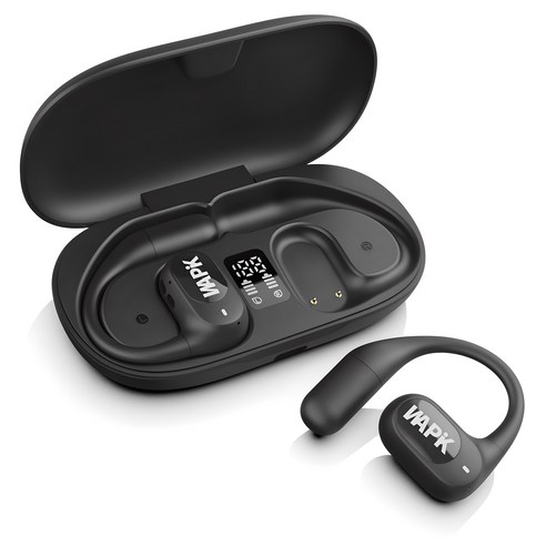 [추석특가 59900원]Wapik와피크 귀걸이형 무선 블루투스 이어폰 RS3 에어전도 오픈형, 블랙 골전도이어폰