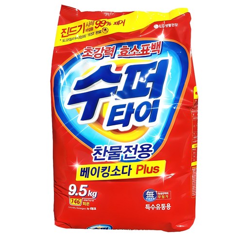 LG생활건강 수퍼타이 베이킹소다 플러스 분말세제 리필, 9.5kg, 1개