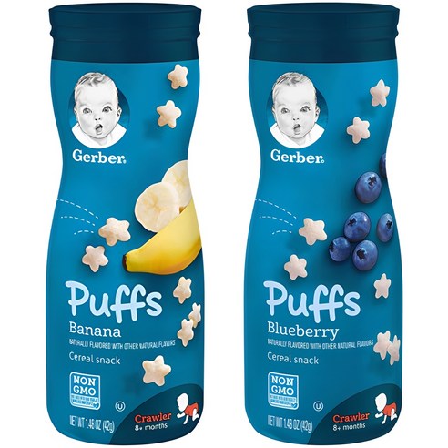 거버 퍼프 시리얼 스낵 42g, 바나나(Banana) + 블루베리(Blueberry), 1개