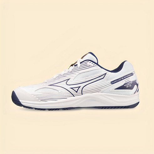 [MIZUNO] 미즈노 사이클론스피드4 화이트/네이비 (V1GA238043) 미즈노신발&배드민턴화&탁구화&스쿼시화&배구화&핸드볼화&인도어화&체대입시신발&라온스포츠