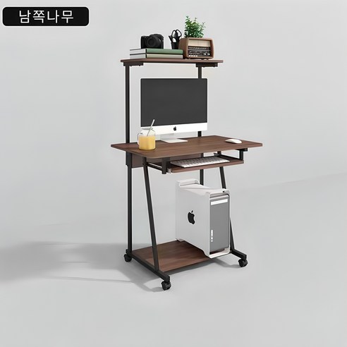 책상 1인용 책상 책상 컴퓨터책상 소프시스책상 모바일 컴퓨터 책상 심플, Brown