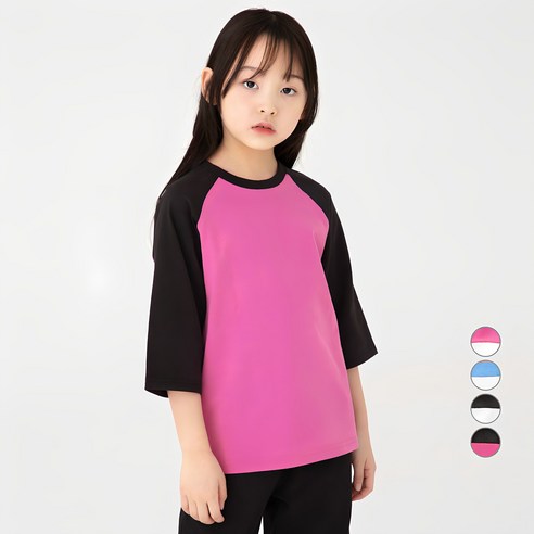 롤리트리 아동용 7부 라글란 루즈핏 티셔츠