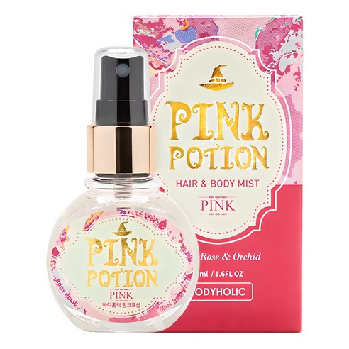 바디홀릭 핑크포션 바디미스트 로즈 앤 오키드향, 50ml, 1개 - 바디미스트/샤워코롱 | 쿠팡