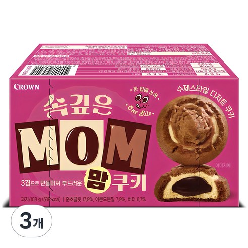 크라운 속깊은 맘쿠키, 108g, 3개