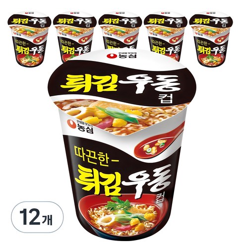 농심 튀김우동컵, 62g, 12개