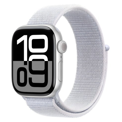 Apple 애플워치 10 GPS, 42mm 실버 / 블루 클라우드 스포츠 루프 
헬스/요가용품