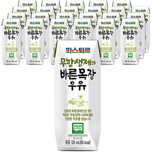 파스퇴르 바른목장 우유, 125ml, 24개