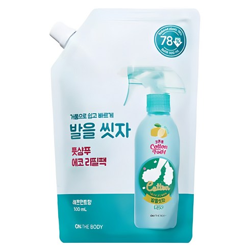 온더바디 코튼풋 발을 씻자 풋샴푸 레몬민트향 에코 리필팩 500ml, 1개입, 1개