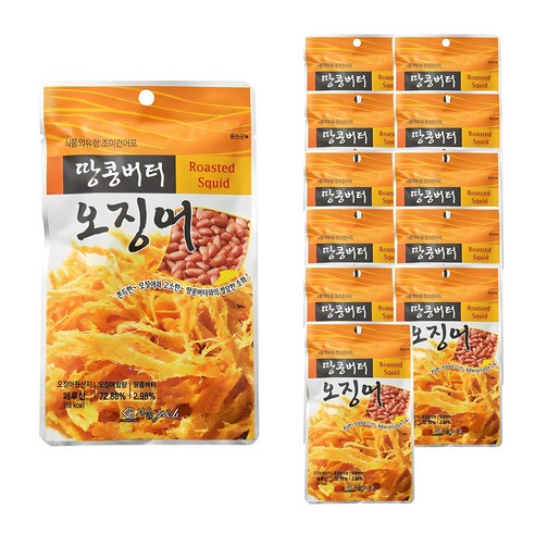 서울지앤비 땅콩버터 오징어, 12개, 18g