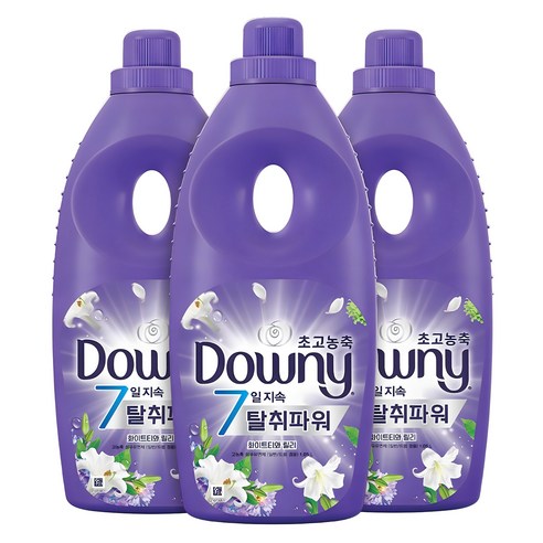 다우니 7일 지속 탈취파워 초고농축 섬유유연제 화이트티와 릴리 본품, 1.05L, 3개