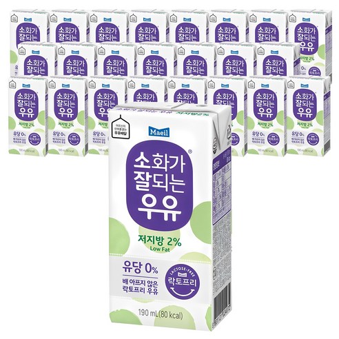 매일유업 소화가 잘되는 우유 저지방, 190ml, 24개