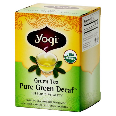 요기티 그린 티, 16개입, Pure Green Decaf, 1.9g