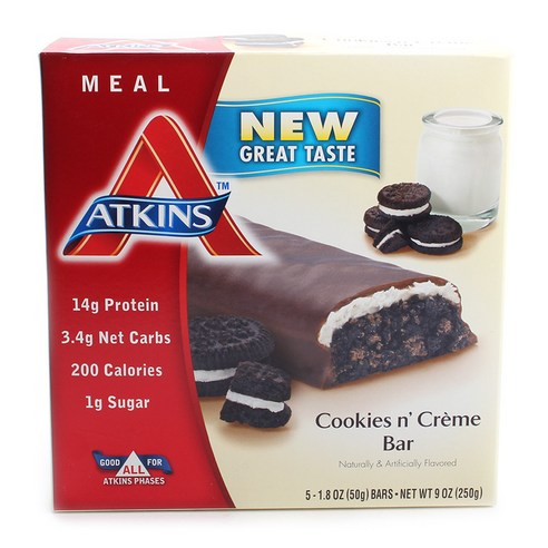앳킨스 쿠키 앤 크림 바, 50g, 5개입