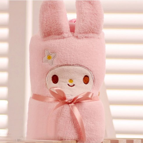 롤케익블랭킷 캐릭터 무릎담요, 솔리드핑크토끼