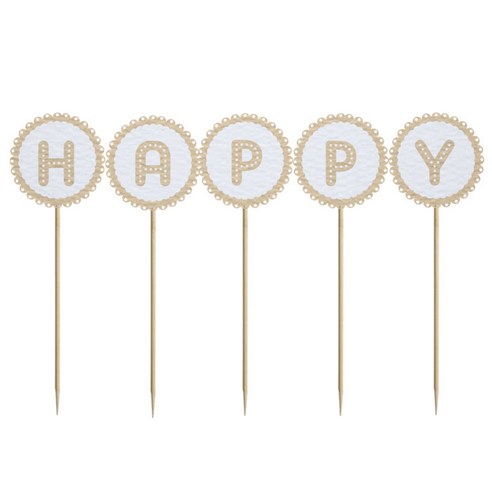 와니데코 미니파티픽 HAPPY, 화이트+베이지, 1개