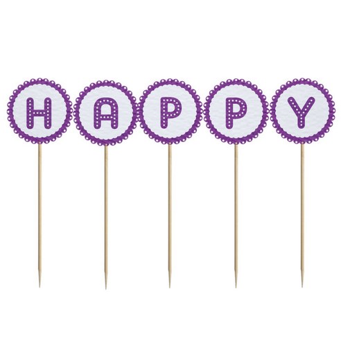 와니데코 미니파티픽 HAPPY, 화이트+퍼플, 1개