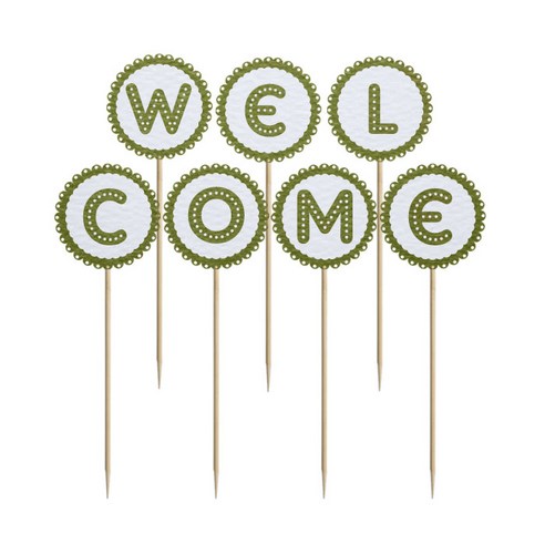 와니데코 미니파티픽 WELCOME, 화이트+올리브그린