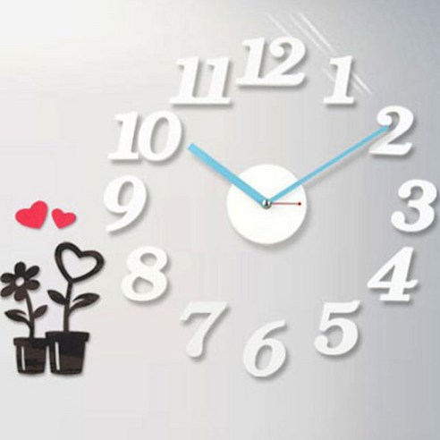 DIY 벽시계 클래식 화이트아크릴, 러브팟