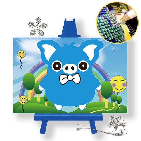 다이아몬드 페인팅 5D, 13 블루피그, 1개 구슬꿰기비즈놀이