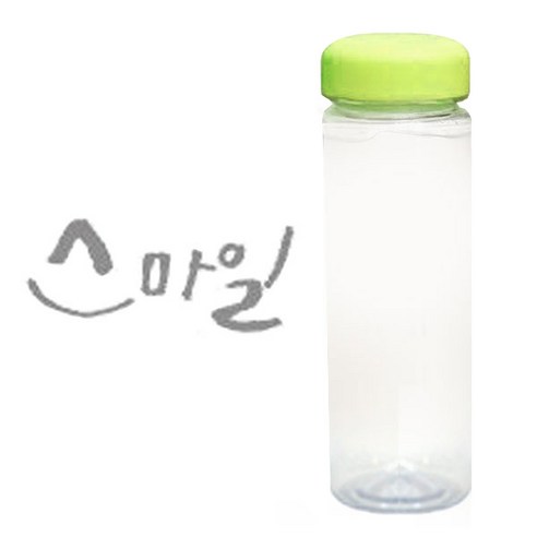 1AM 캘리그라피 보틀 연두뚜껑, 스마일 (연회색), 500ml
