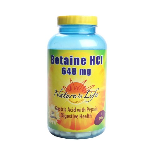네이쳐스라이프 베타인 HCL 648mg 캡슐, 250개입, 1개