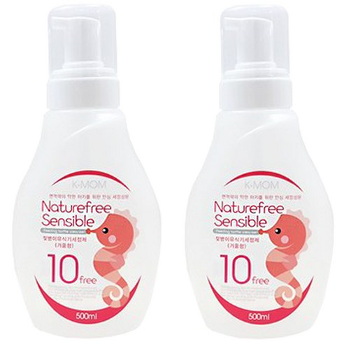 케이맘 네이처프리 이유 식기 젖병세정제 거품형, 500ml, 2개