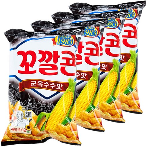 꼬깔콘 롯데제과 군옥수수맛, 155g, 4개