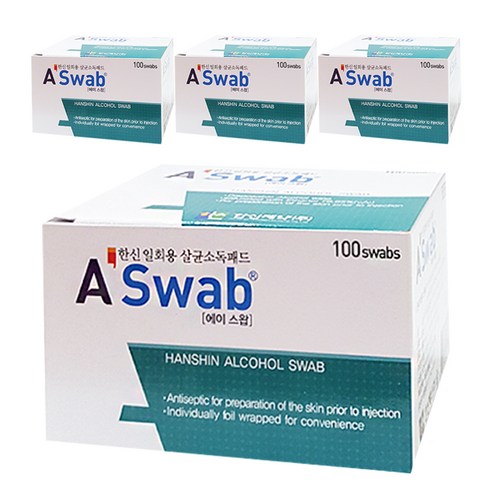 한신 일회용 살균소독패드 에이 스왑, 4개, 100개입