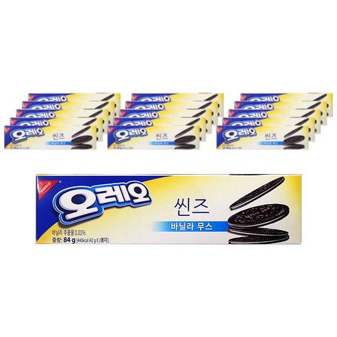 오레오 씬즈 바닐라 무스 한입 과자 얇은 스낵 학교 현장 사무실 탕비실 간식 84G 1개