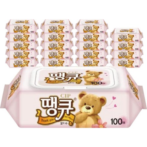땡큐 캡형 물티슈, 100매, 20팩