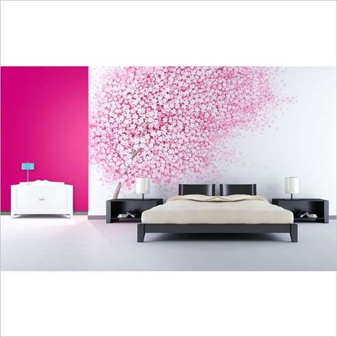 홈앤데코 벚꽃디자인포인트벽지 3폭짜리 1세트 32h403204, 혼합 색상