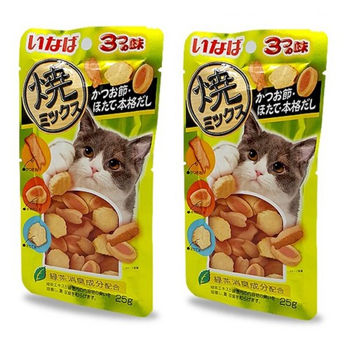 이나바 야끼믹스 스낵, 가다랑어포 + 조개 + 가다랑어스프맛, 2개