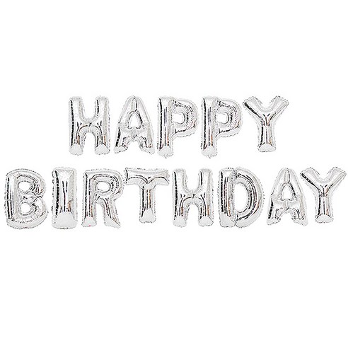 파티팡 알파벳 은박 풍선세트 HAPPY BIRTHDAY, 실버 스타, 1세트