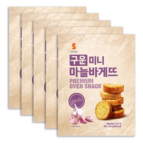 삼립 구운 미니 마늘 바게뜨 과자, 120g, 5개
