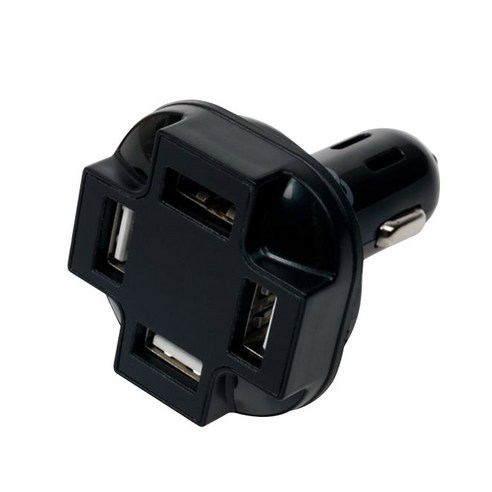 쿼드 USB 4포트 차량용 충전기, 블랙