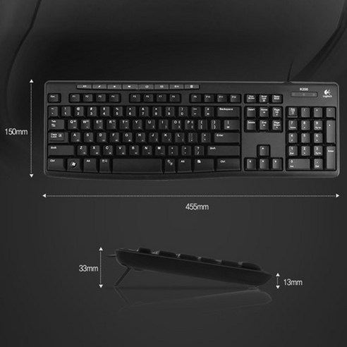 로지텍 데스크탑 유선 키보드 + 유선 마우스 세트 MK200 NEW, 일반형