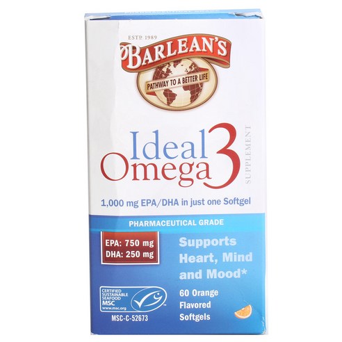 바린스 아이디얼 오메가 3 1000mg EPA-DHA 오렌지 소프트젤, 60정, 1개