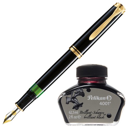 pelikan 만년필 병잉크세트 M600, EF, 블랙
