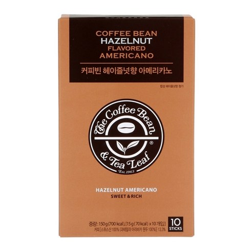 커피빈코리아 헤이즐넛향 아메리카노 커피믹스, 15g, 10개입, 1개