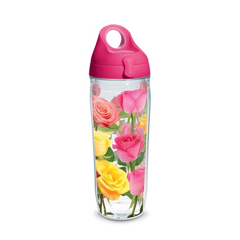 Tervis 이중벽 텀블러 트래블 리드 포함 텀블러/콜드컵, Coming Up Roses2, 710ml