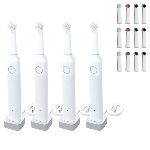브루조니 월 스트리트 컬렉션 전동칫솔 4p + Mixed 칫솔모 12p, 화이트