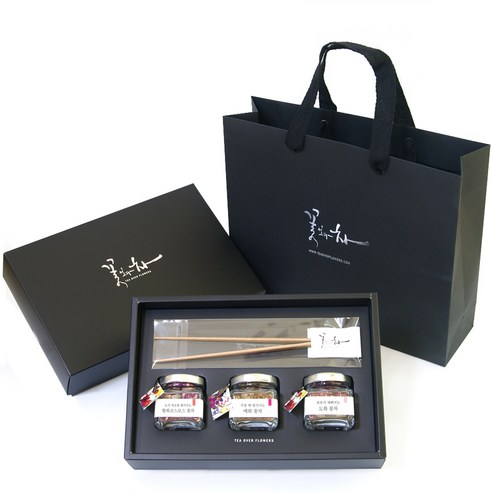 꽃보다차 아담한 꽃차 3종 선물세트, 황화코스모스 2.5g + 매화 5g + 도화 1.5g + 차집게 + 쇼핑백, 1세트