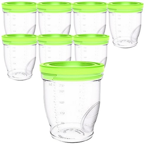 베베락 밀폐형 이유식 용기 240ml, 그린, 8개