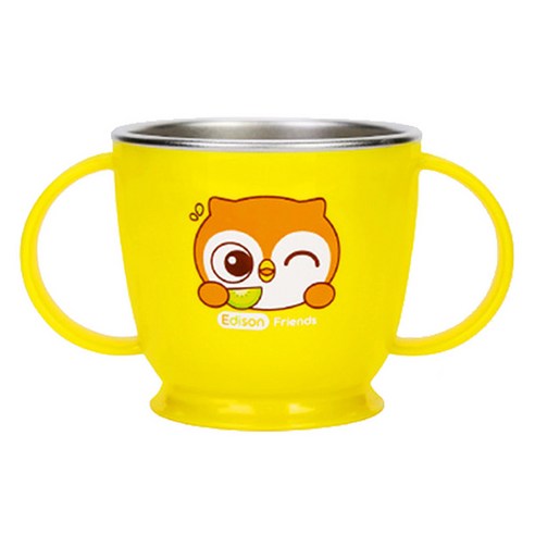 에디슨 아동용 프렌즈 논슬립 스텐 양손컵, 부엉이 올리, 1개