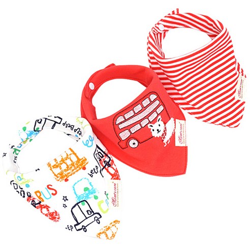 맘스케어 유아용 똑딱이 스카프빕 3종 세트