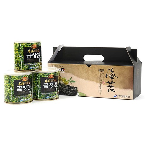 해달음 명품 해남 곱창김 캔 3개입 선물세트, 1세트