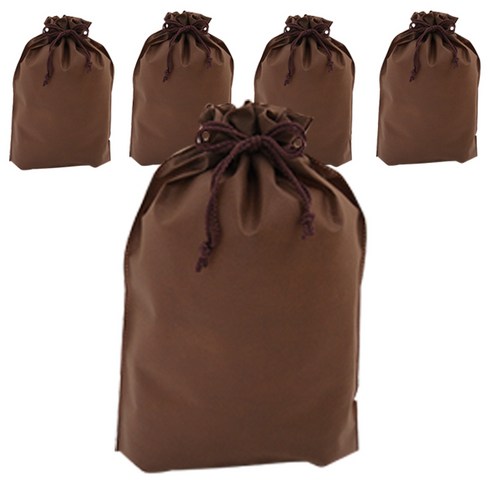 SYP 초코 부직포 스탠드 복주머니 25 x 35 cm, 혼합 색상, 5개입