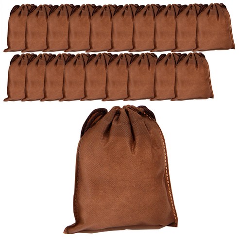 봄91 SYP 브라운 끈조리개 부직포 주머니 15 x 18 cm, 혼합 색상, 10개입