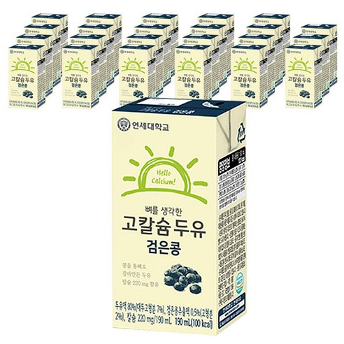 연세두유 뼈를 생각한 고칼슘 두유 검은콩, 190ml, 24개입