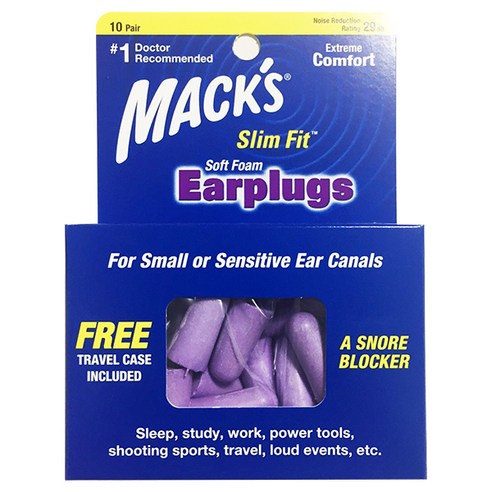 Macks 슬림핏 소프트폼 수면 귀마개, 1개, 10쌍